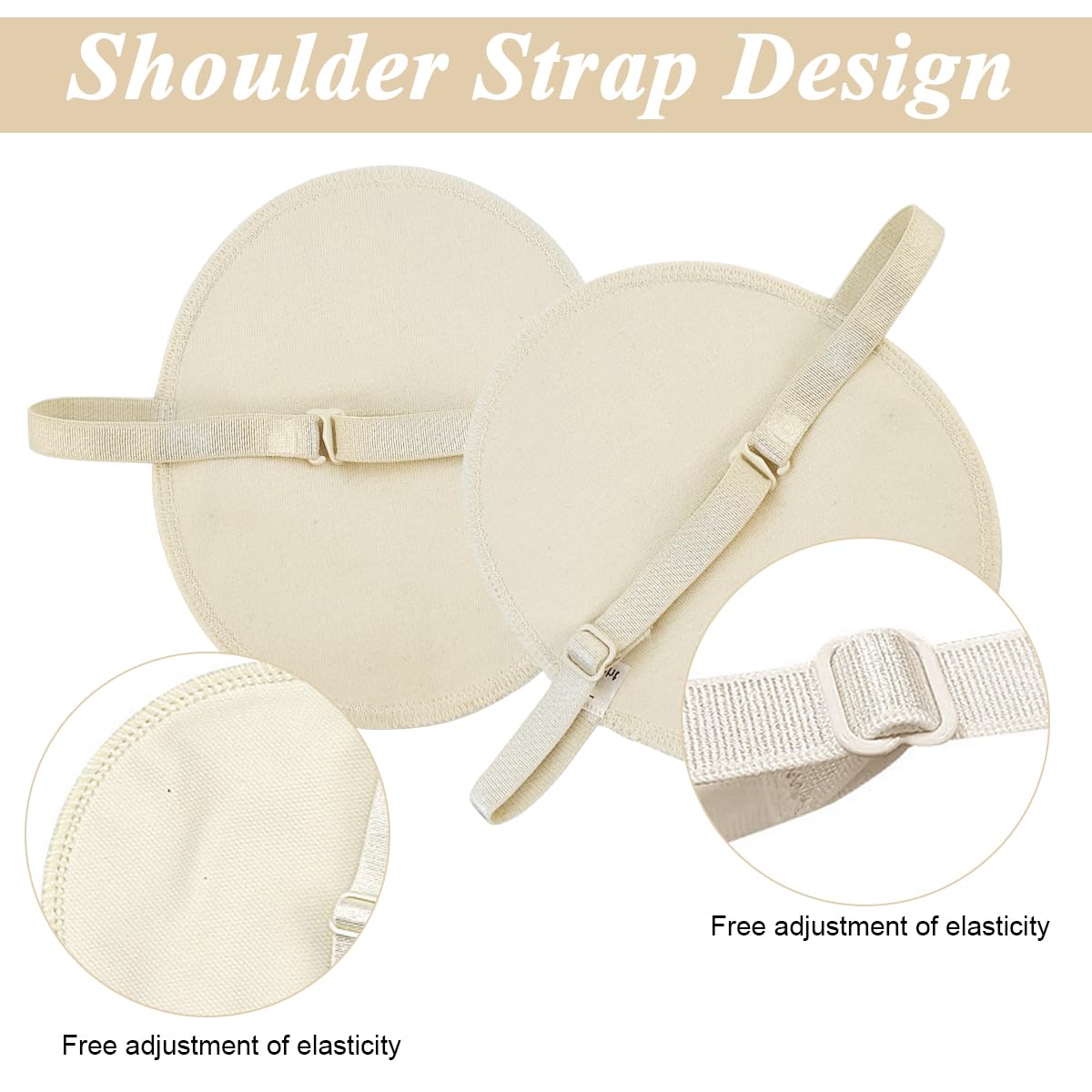 MAYCREATE 2Pcs Sweat Pads for Underarms Women, Anti-slip Armpit Pads for Women Men, Sweat Absorbing Quick Dry Underarms Pad for Women, Washable & Resuable - Beige