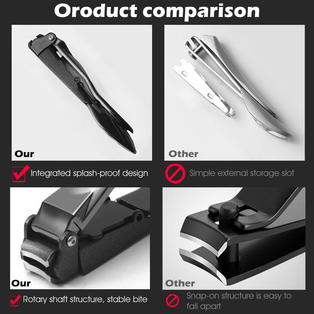 MAYCREATE Nail Clippers Set for Travel with 10×7×0.2cm Case featuring Anti Splash Slot and Nail File