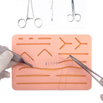 MAYCREATE Skin Pad for Stitching Practice with 14 Pre Cut Wounds 17×12×1.2cm Silicone | for Medical Students and Nurses