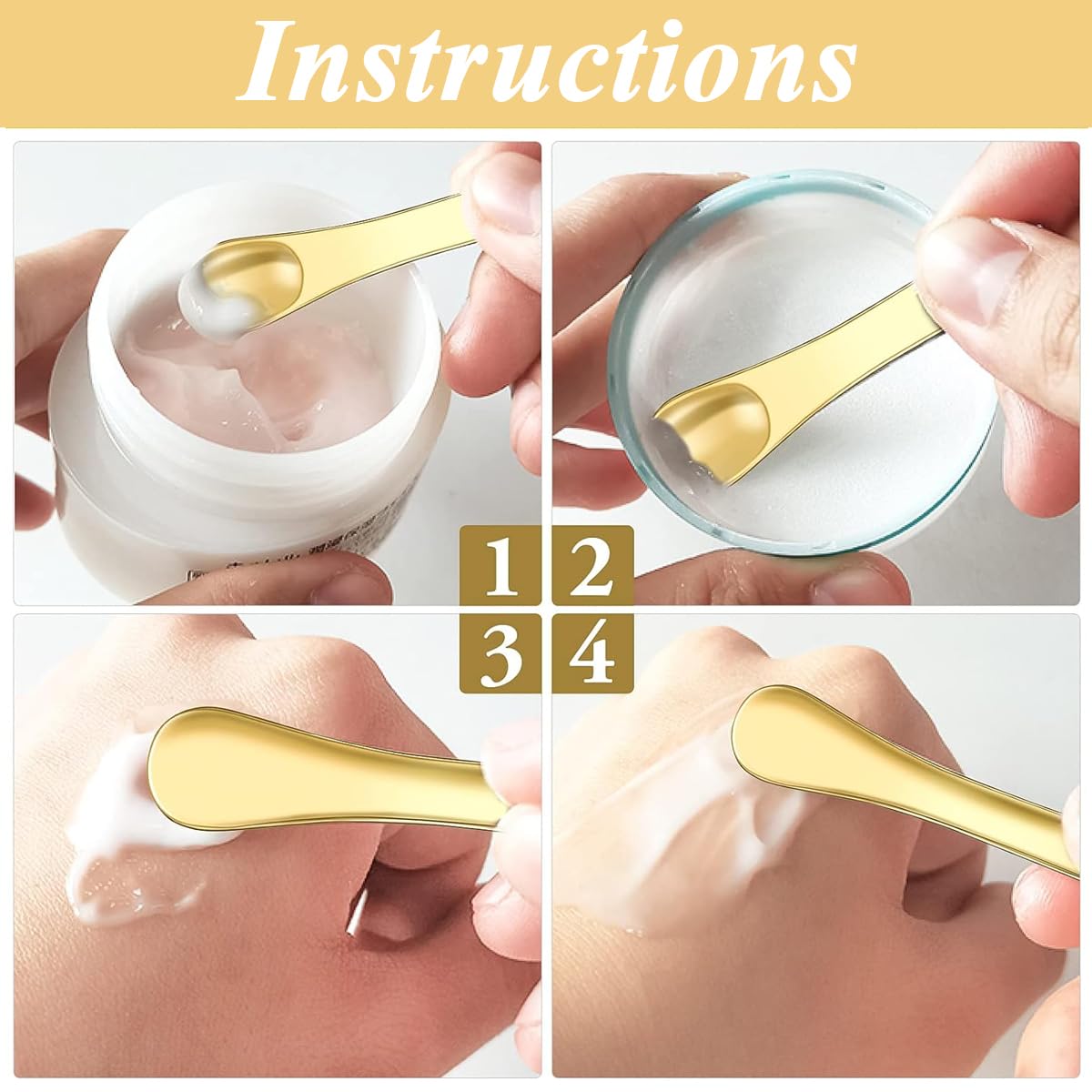 MAYCREATE 3Pcs Skincare Spatula Spoon Mini Metal Cosmetic Face Mask Reusable Spoon Makeup Beauty Spoons For Facial Cosmetic For Face Mask Cream Eye Cream Lotions Moisturizers