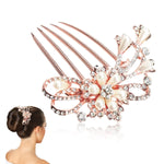 MAYCREATE Comb Hair Pins for Bridal and Party Hairstyles featuring 5 Claw Alloy Design | Elegant Rhinestone Faux Pearl Clip for Women and Girls
