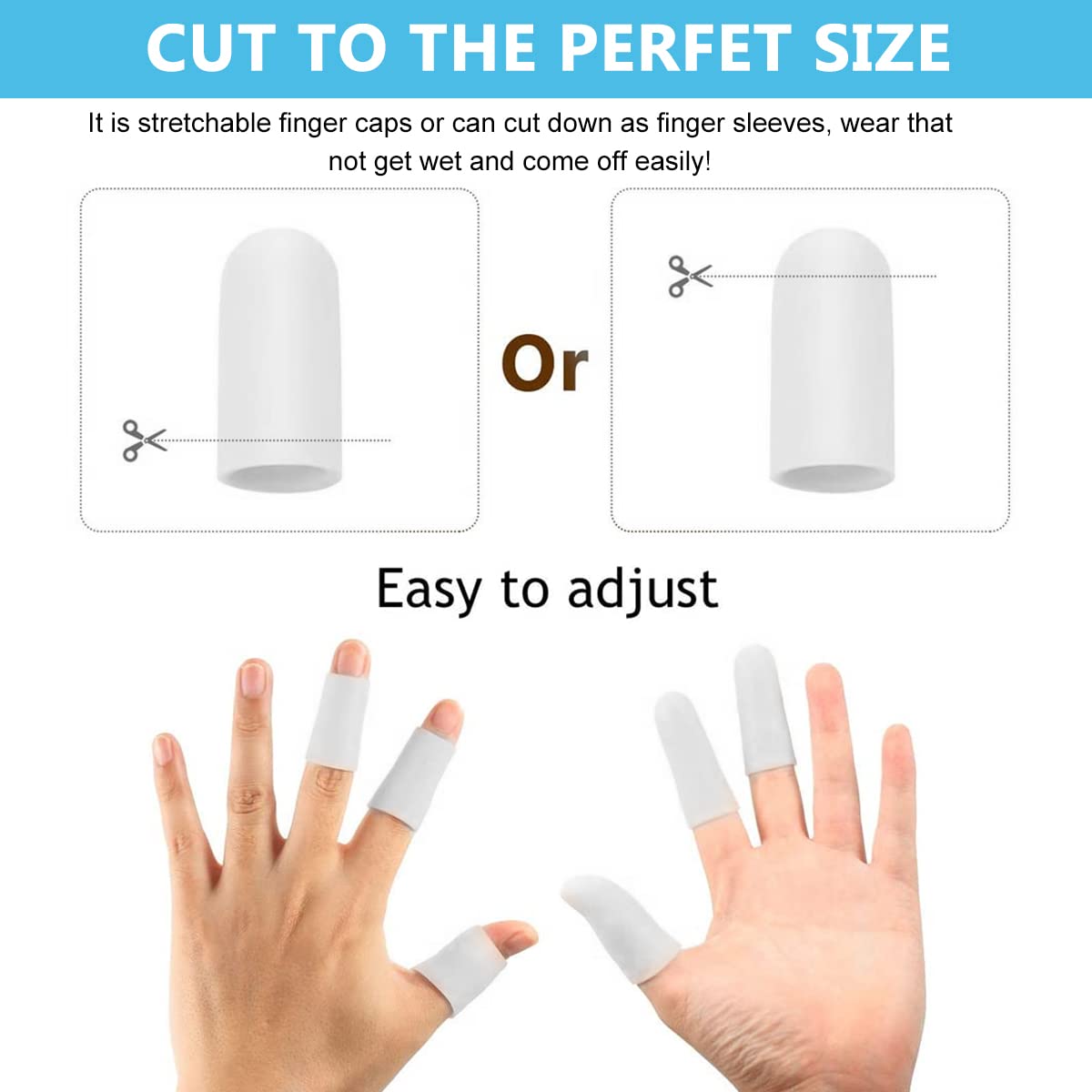 MAYCREATE 10pcs finger protection, Gel Finger Support Protector Gloves, Gel Finger Cots/Covers for Trigger Finger Hand Eczema Finger Cracking Finger Arthritis, White