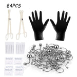 MAYCREATE 84pcs Body Septum Piercing Kit Belly Piercing Kit Professional Stainless Steel for All Piercings Nose Tongue Lip Ear Eyebrow Cartilage Piercing Jewelry Piercing Needles Clamps Kits