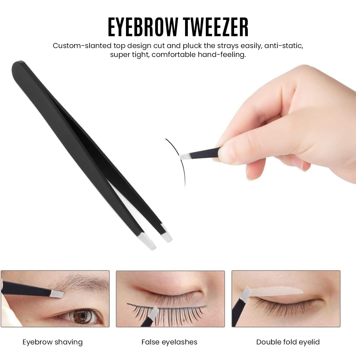 MAYCREATE 6pcs Eyebrow Tweezer Razor Set, Stainless Steel Precision Eyebrow Trimmer for Women Men, Includes Scissors, Eyelash Brush & 4 Styles Tweezer for Eyebrow with Tool Pouch