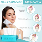 MAYCREATE Disposable Towels for Face and Baby Care with Dry Wet Dual Use | 72 Count 100% Cotton 20×20 cm