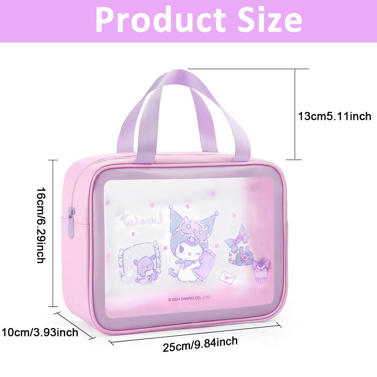 MAYCREATE Toiletry Bag for Women with 25x16x10cm Capacity featuring Waterproof PVC | Cute Kuromi Travel Organizer Set