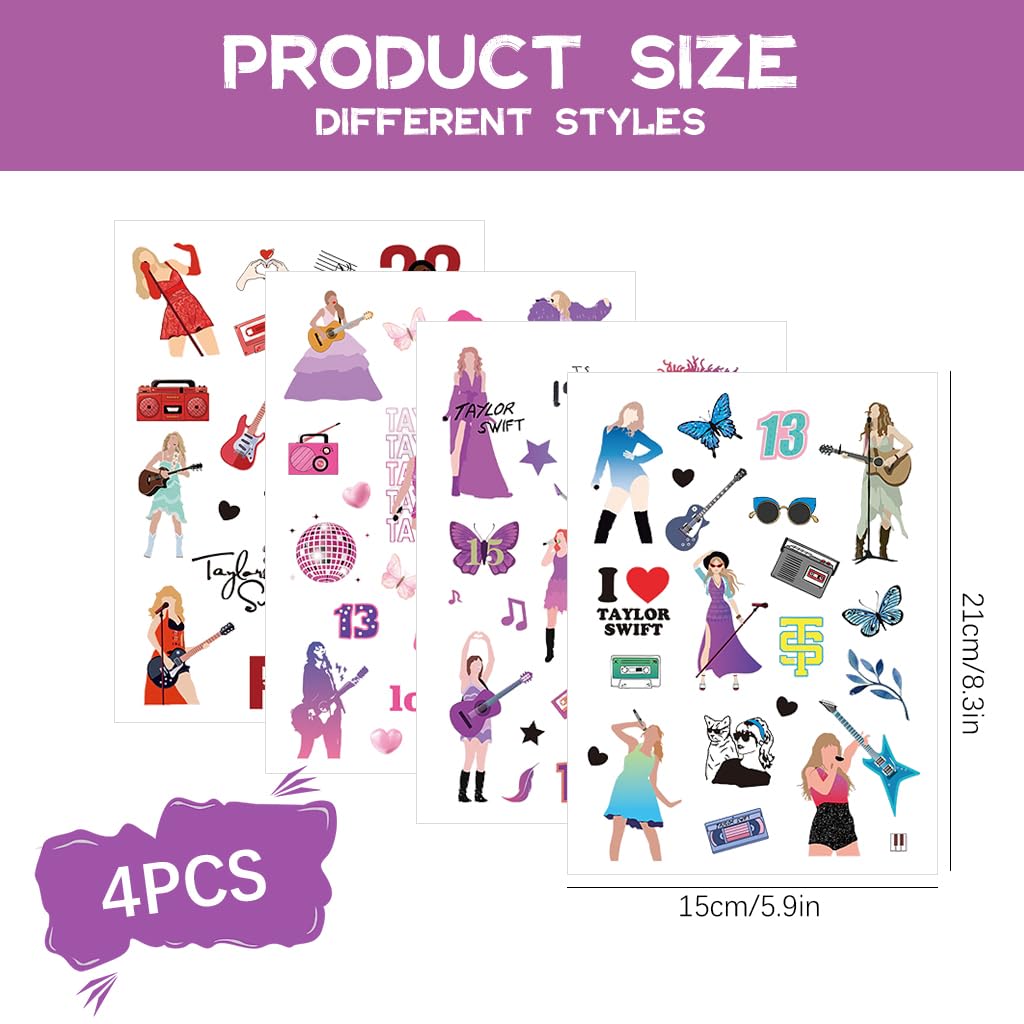 MAYCREATE Fans Tattoo Stickers Fashion Album Stickers S wift 'Eras 'World Tour Illustration Stickers Skin Stickers Face Stickers