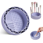 MAYCREATE Mini Makeup Brush Cleaner Bowl for Brushes and Sponges 5.5 in | Collapsible Silicone Basin with 4 Textured Scrubber Panels