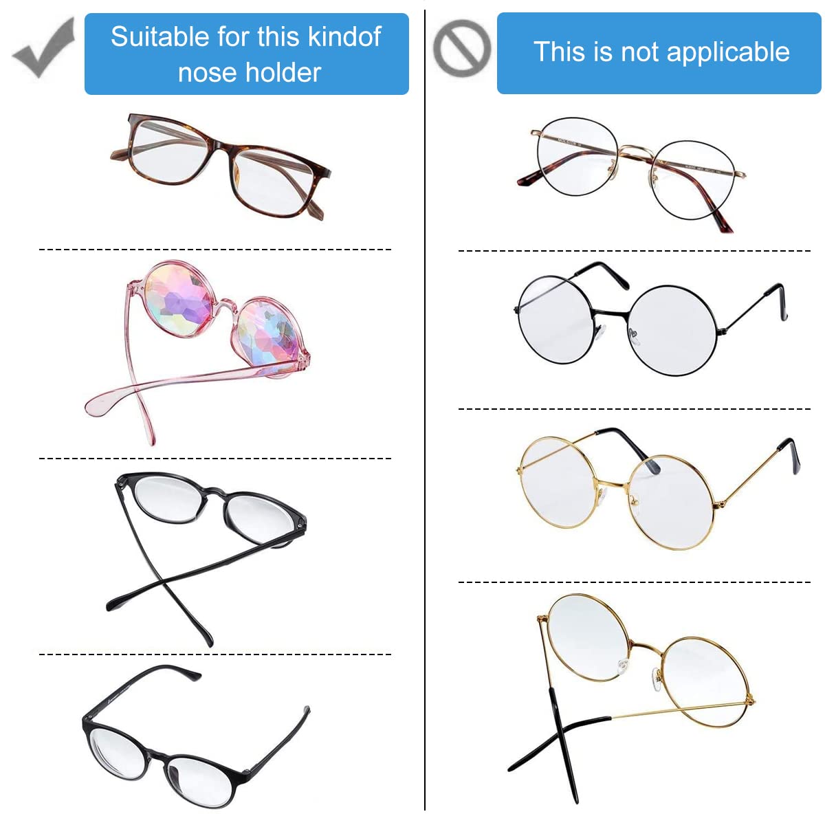 MAYCREATE 12 Pairs Eyeglass Nose Pads, Anti-Slip Silicone Glasses Nose Support Pads Replacement, Anti-Slip Air Chamber Nose Pads for Full Plastic Frames