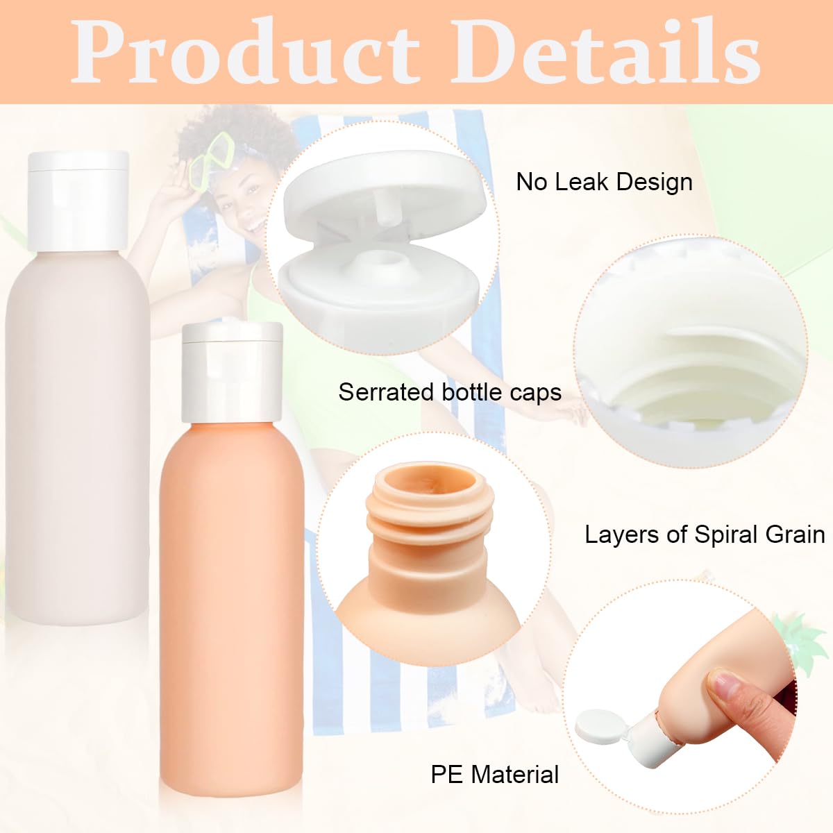 MAYCREATE 4pcs Travel Bottles for Toiletries, Refillable Soft PE Travel Containers with Lid, Lotion Jars Travel Shampoo Dispenser Travel Bottle for Cream, Toiletries, Gel, Hand Sanitizer