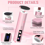MAYCREATE Electric Foot Callus Remover for Pedicure with 9 Speed Control & 30PCS Sandpaper | Rechargeable Cordless Dual Head Nail File