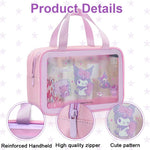 MAYCREATE Toiletry Bag for Travel with Secure Zipper and 30x20x10 cm Waterproof PVC Design | Kuromi Makeup Pouch for Women