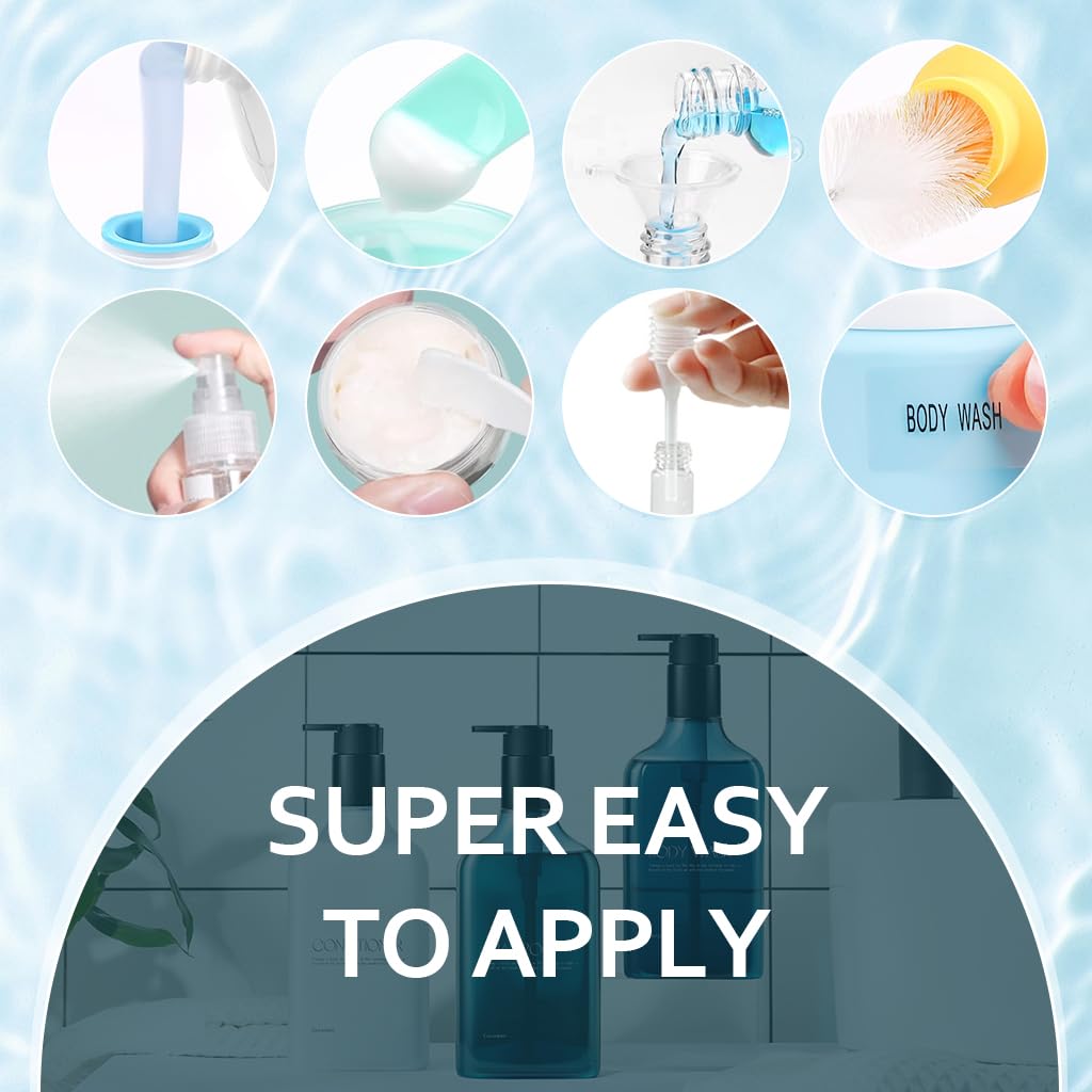 MAYCREATE Silicone Travel Bottles Set of 16pcs for Toiletries with Leak Proof Lids | Reusable 2oz and 3oz Containers