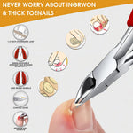 MAYCREATE Ingrown Toenail Correction Tool for Thick Nails with Curved Blade & Ergonomic Handle | Stainless Steel Clippers Set with 4 Nail Care Tools and Storage Case