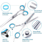 MAYCREATE Hair Cutting Scissors Set for Salon and Home Use featuring 6 in Size & Offset Grip | Stainless Steel Thinning Shears with 30 Teeth