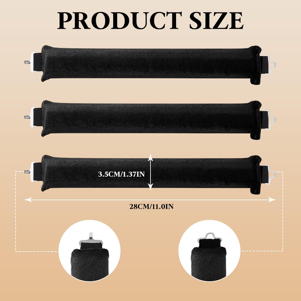 MAYCREATE Heatless Hair Curler for Overnight Curls with Flexible Rod and Hook | Black Satin Rollers