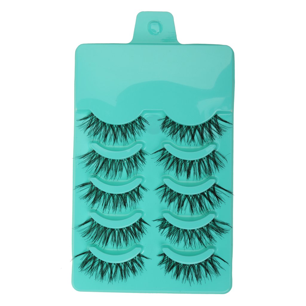 MAYCREATE 5 Pairs Beauty Makeup Handmade Messy Cross Style False Eyelashes Green