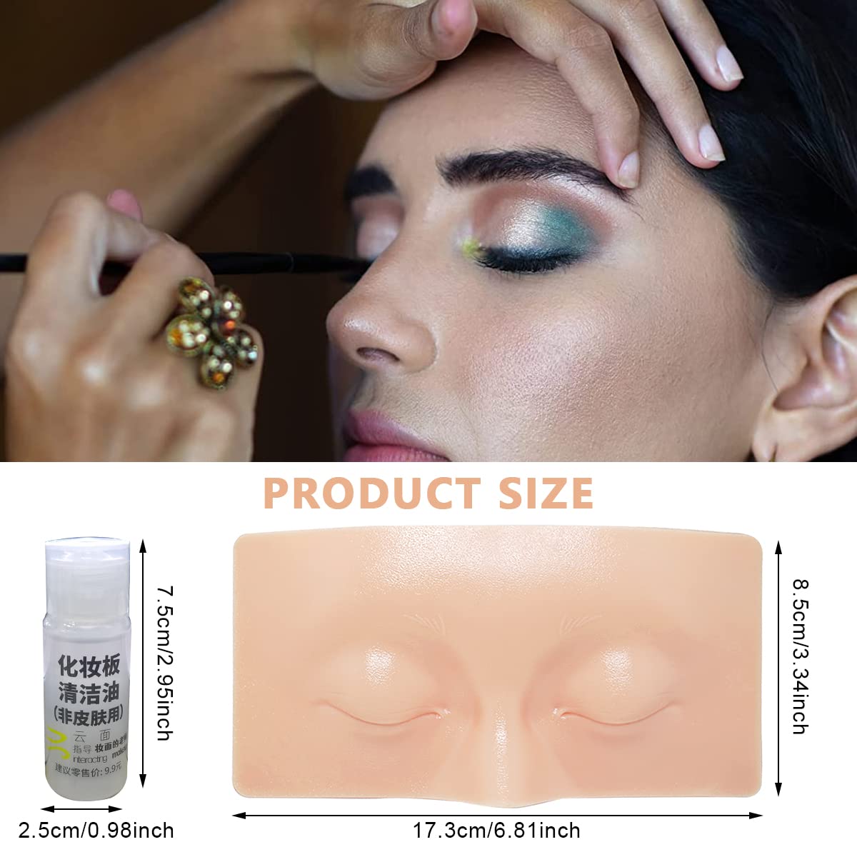 MAYCREATE Makeup Practice Face Board for Eye and Eyebrow Training with 3D Silicone Skin | Reusable Dummy Face for Beginners