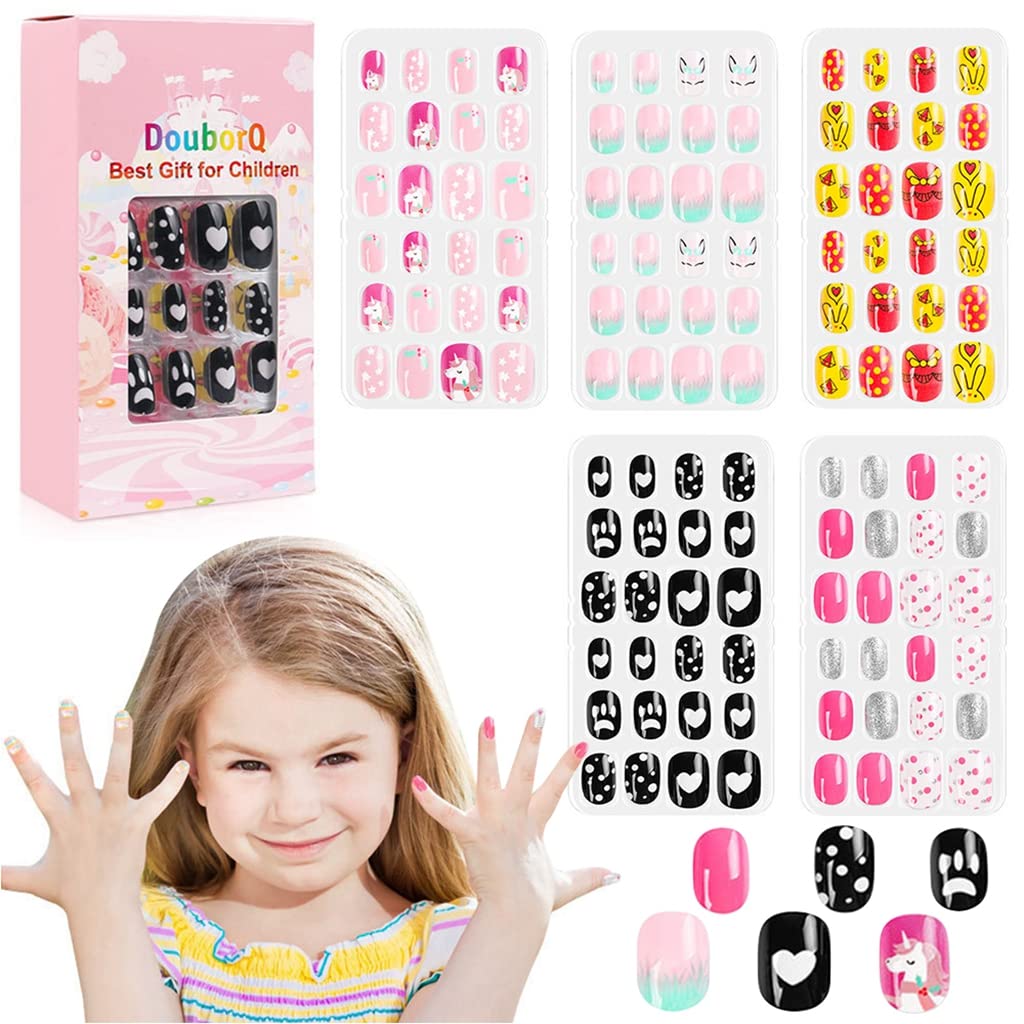 MAYCREATE Press on Nails for Girls with 120 Short ABS Pieces | Fun DIY Party Gift Set