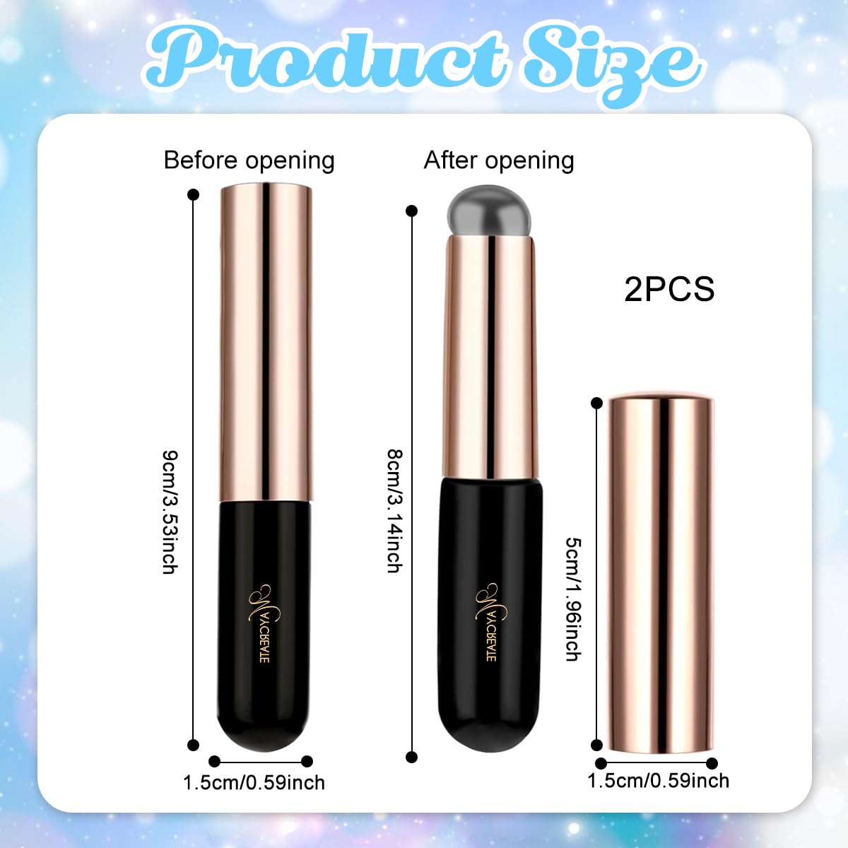 MAYCREATE Silicone Lip Balm Brush Set for Lipstick and Gloss Application with Lid | 2pcs Reusable Black Makeup Tool