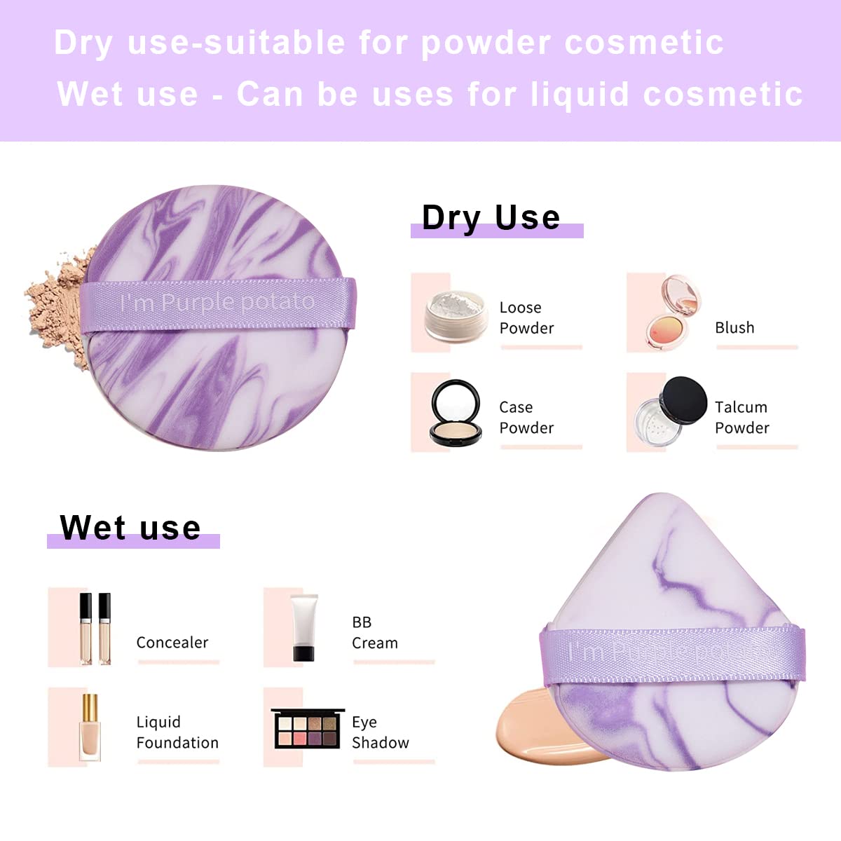MAYCREATE Triangle Powder Puff Set for Wet and Dry Makeup with 14PCS Latex Free Sponges