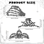 MAYCREATE Gothic Hair Claw Clips for Halloween with Metal Alloy Skeleton Hand Set of 3 | Punk Style Accessories