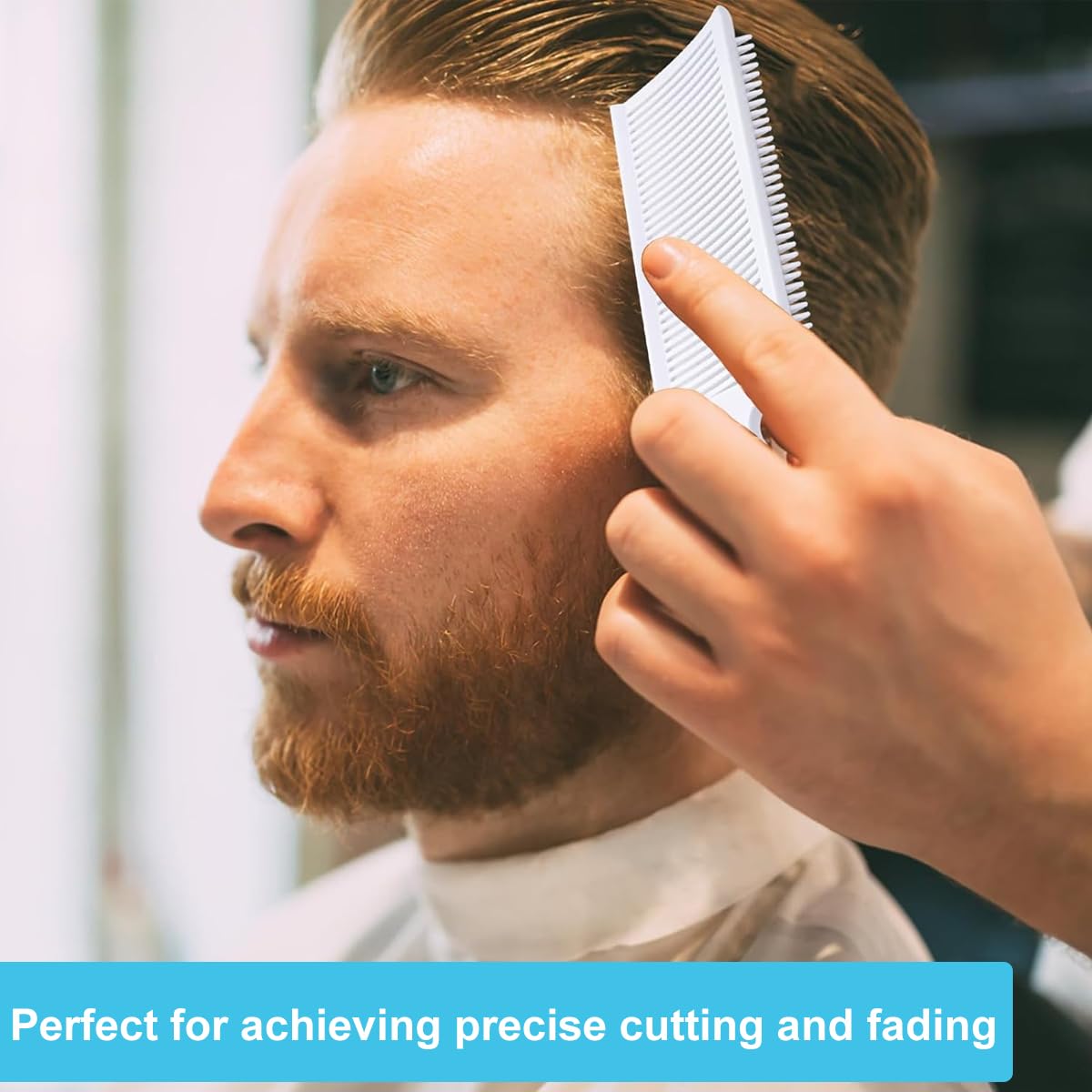 MAYCREATE 2Pcs Barber Fade Comb for Men Hair Cutting Comb for Various Short Haircuts, Professional Fading Clipper Comb Anti-Static Flat Top Curved Positioning Comb for Salon Styling Tools