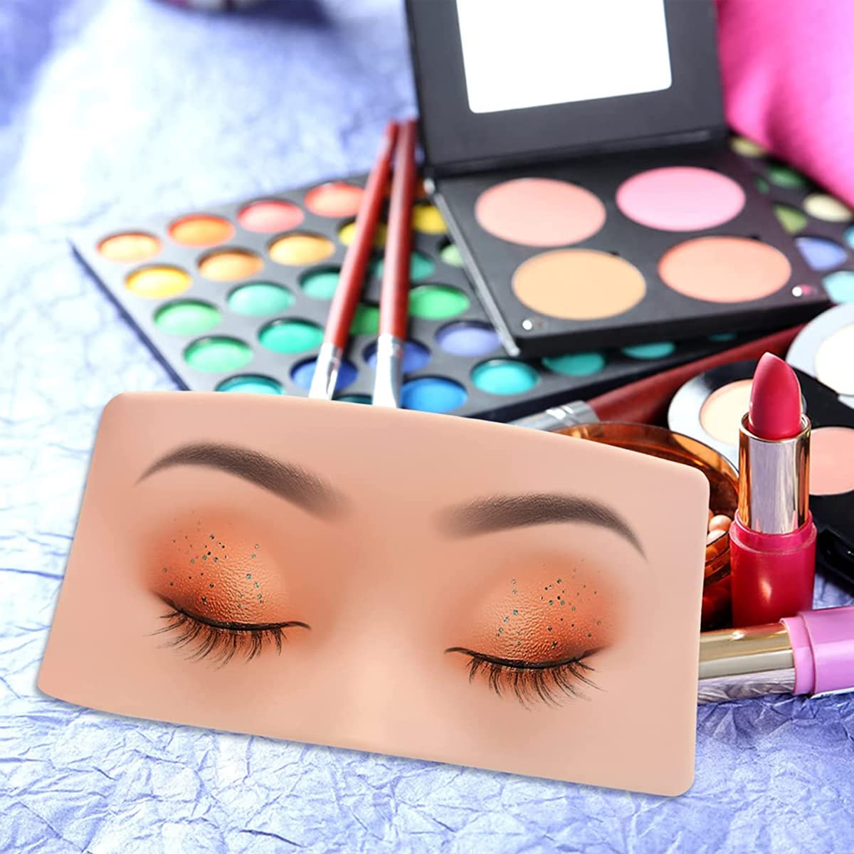 MAYCREATE Makeup Practice Face Board for Eye and Eyebrow Training with 3D Silicone Skin | Reusable Dummy Face for Beginners