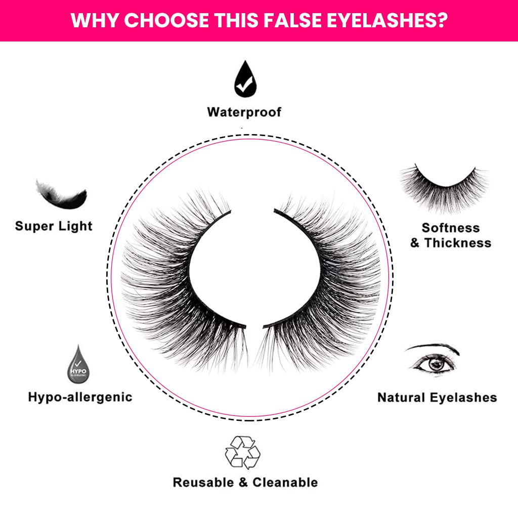 MAYCREATE False Eyelashes for Party Look featuring Knot Free Lash Band and 7 Pairs 15–18mm