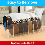 MAYCREATE Belt Organizer for Closet Storage with 7 Compartments acrylic design | Clear Holder for Belts and Accessories