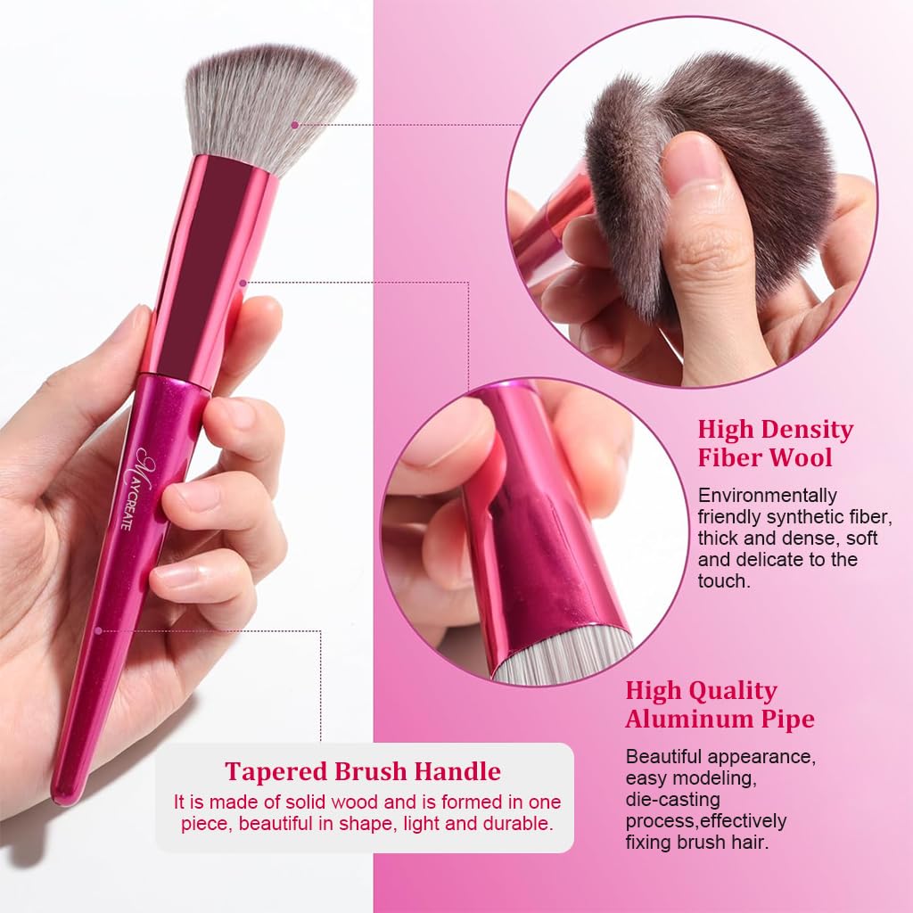 MAYCREATE Makeup Brush Set Professional 18PCS with Holder Brush Sets in Makeup with Ultra Soft Bristles Premium Makeup Brushes Kit for Beginners Makeup Artists Students (Rose)