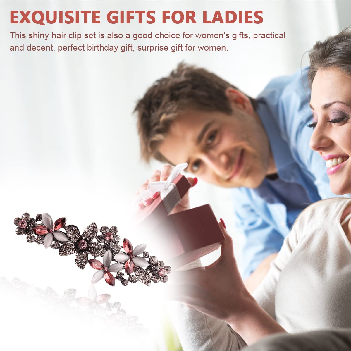 MAYCREATE Spring Hair Clip for Women Stylish Rhinestone Hairpin Hair Barrettes French Crystal Flower Hair Pin Decorative Hair Accessories for Women Girls Gift