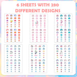 MAYCREATE Nail Stickers for Kids with 6 Sheets Cute Cartoon Unicorn Decals | DIY Party Fun