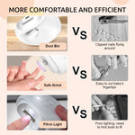 MAYCREATE Electric Nail Clipper for Travel with LED Light and 7 File Heads | USB Rechargeable