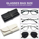 MAYCREATE Specs Case for Sunglasses and Eyeglasses featuring Stud Button Closure | 4pcs Soft PU Leather Travel Organizer 6.5×3.1×1.2 in