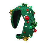 MAYCREATE Headband for Women featuring Pearl Knotted Design and Rhinestone Crystal Details | Green Fashion Hairband for Holiday Outfits