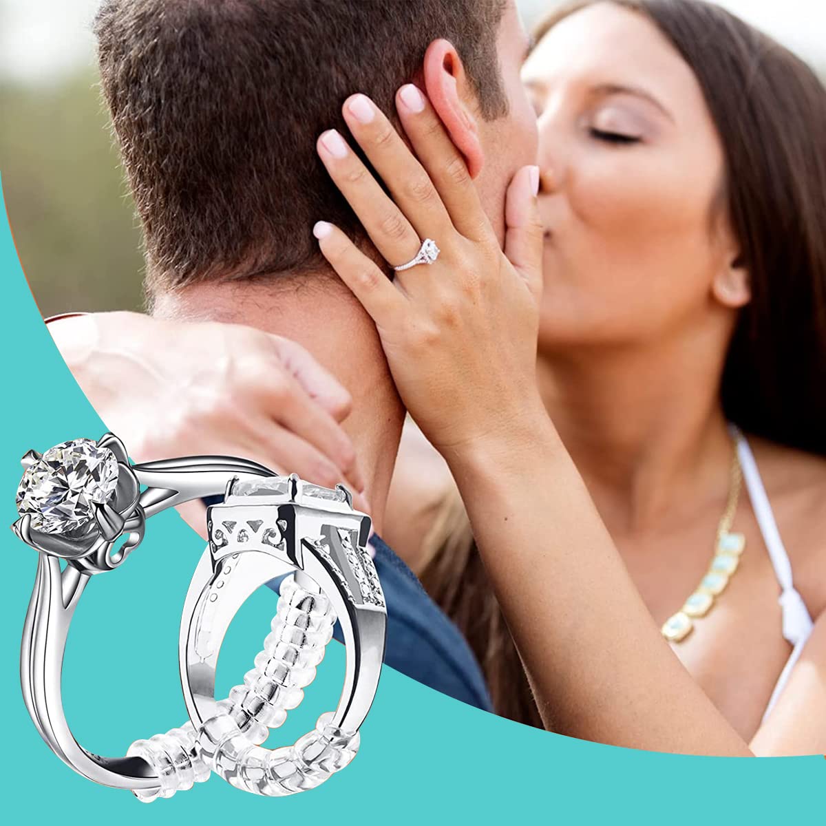 MAYCREATE Ring Size Adjuster for Loose Rings, Spiral Ring Adjuster Invisible Ring Resizer, Reducer Guard to Make Rings Smaller, Self Adhesive Ring Clips, Spacers, Tightener for Men Woman Rings