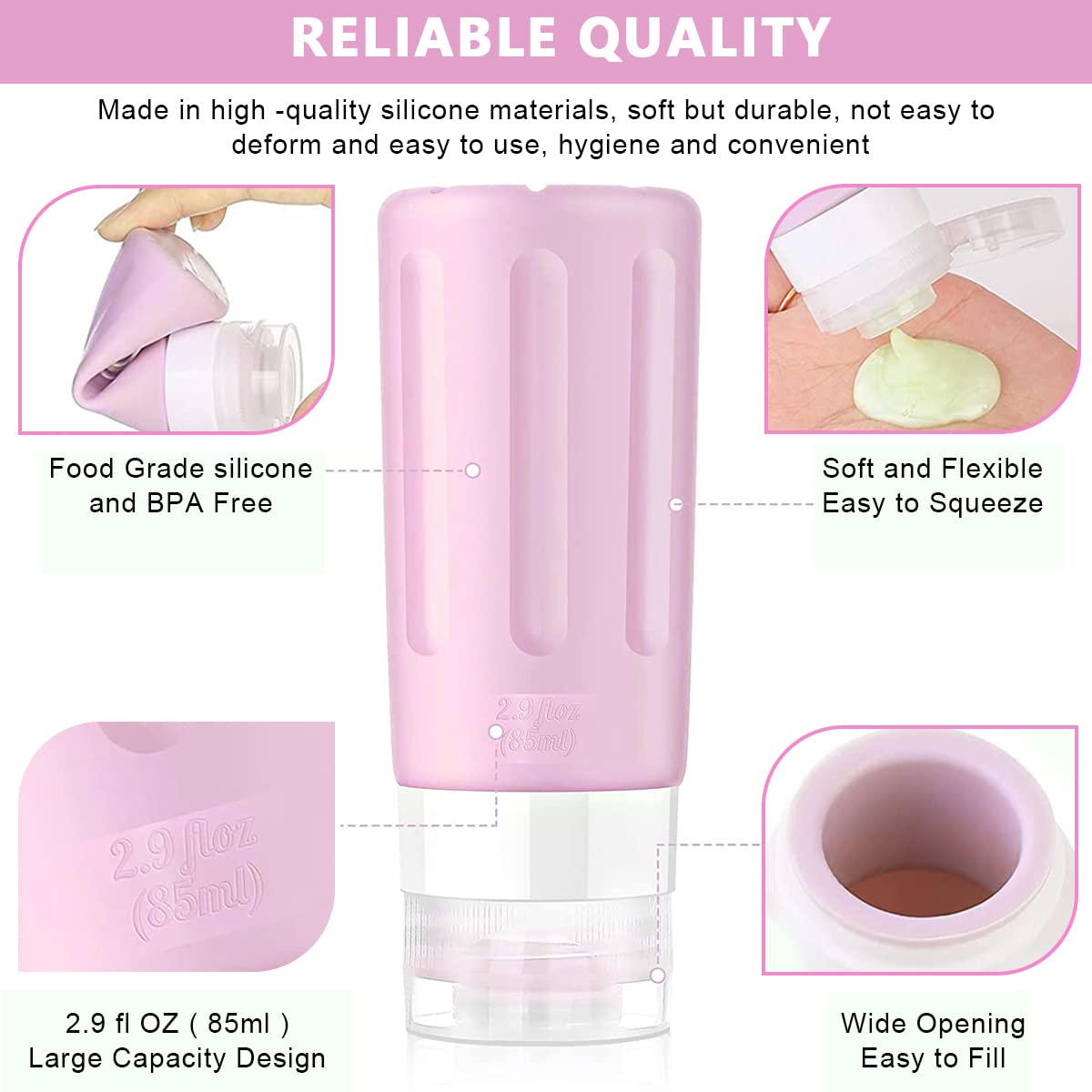 Maycreate Travel Bottles Set for Toiletries with Leak Proof Silicone Design and 14pcs 85ml Kit