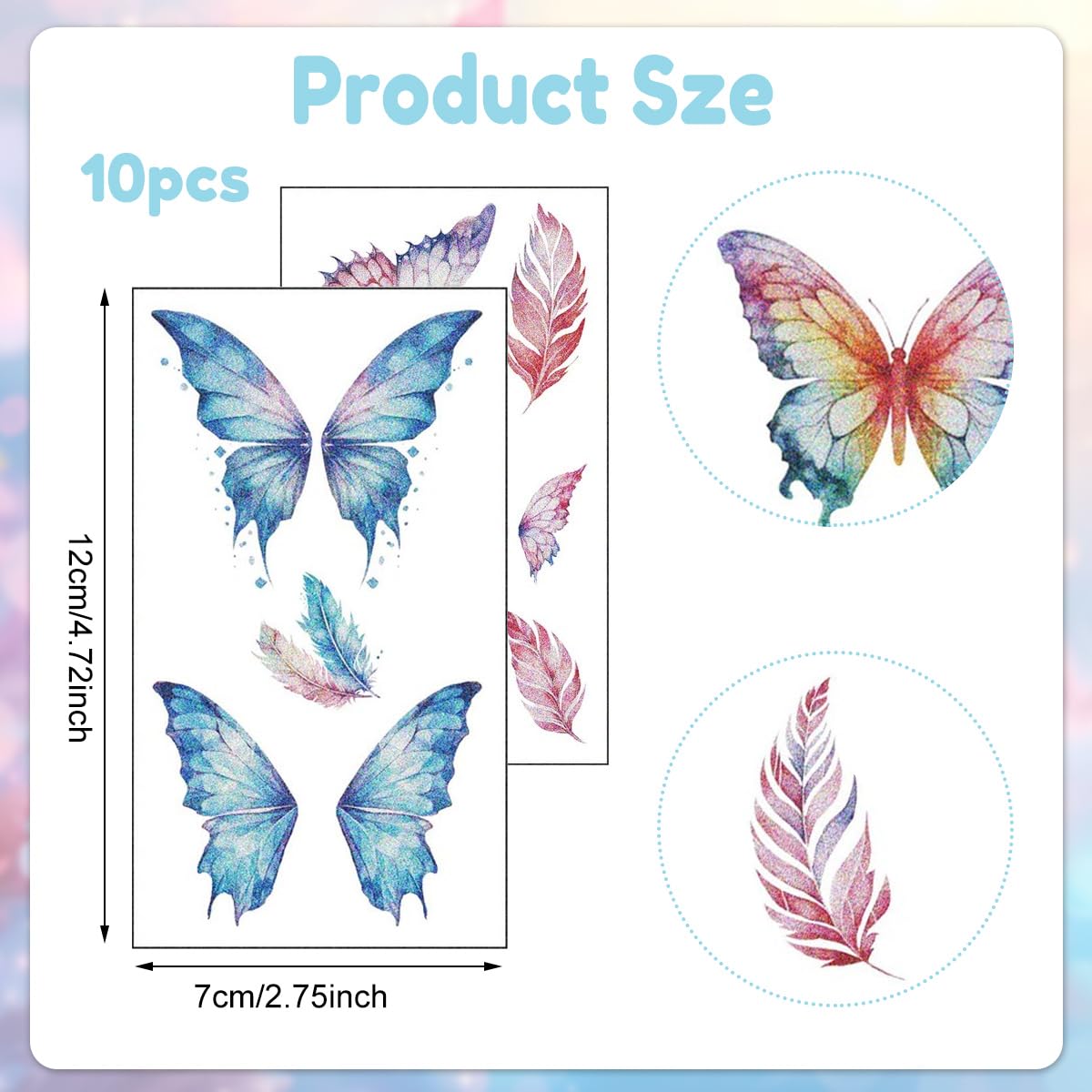 MAYCREATE Butterfly Temporary Tattoos for Women featuring 10 Sheets Waterproof Designs | Ideal for Parties and Creative Body Art