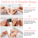 MAYCREATE 16PCS Gel Nail Strips, French Gel Nail Stickers, UV Free, Long Lasting Nail Wraps for Women, French Tip Nail Polsih Stickers, Includes Nail File & Wooden Stick, Style B