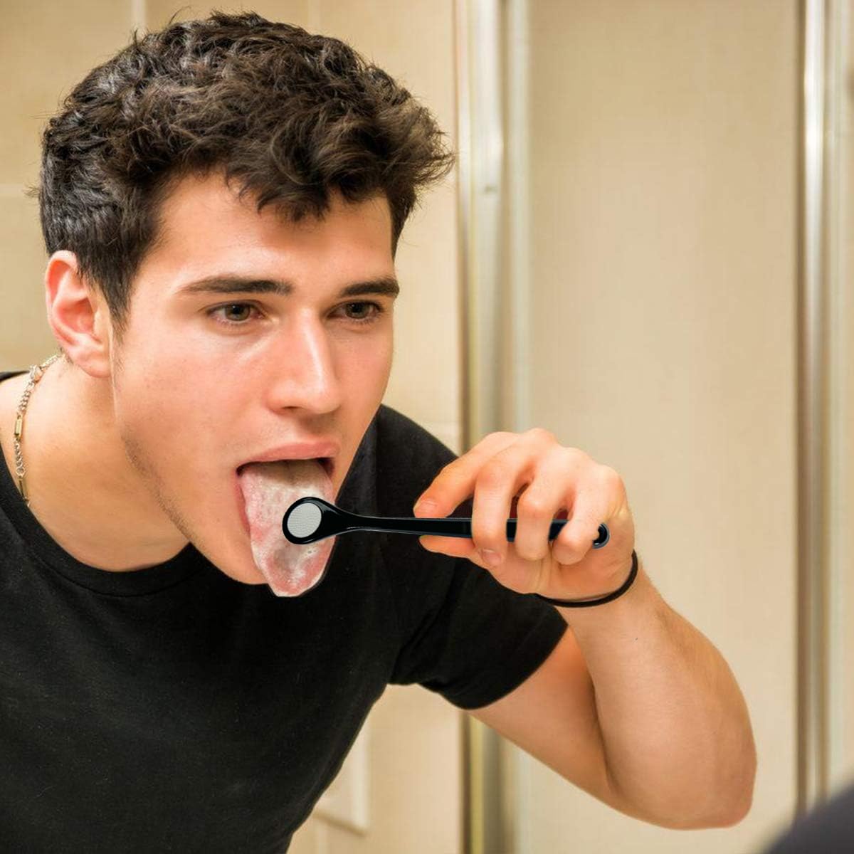 MAYCREATE Tongue Cleaner Adults, 2Pcs Silicone Tongue Scraper Soft Tounge Cleaner Helps Fight Bad Breath Tough Cleaner Fan Shape Tung Cleaner Tongue Brush