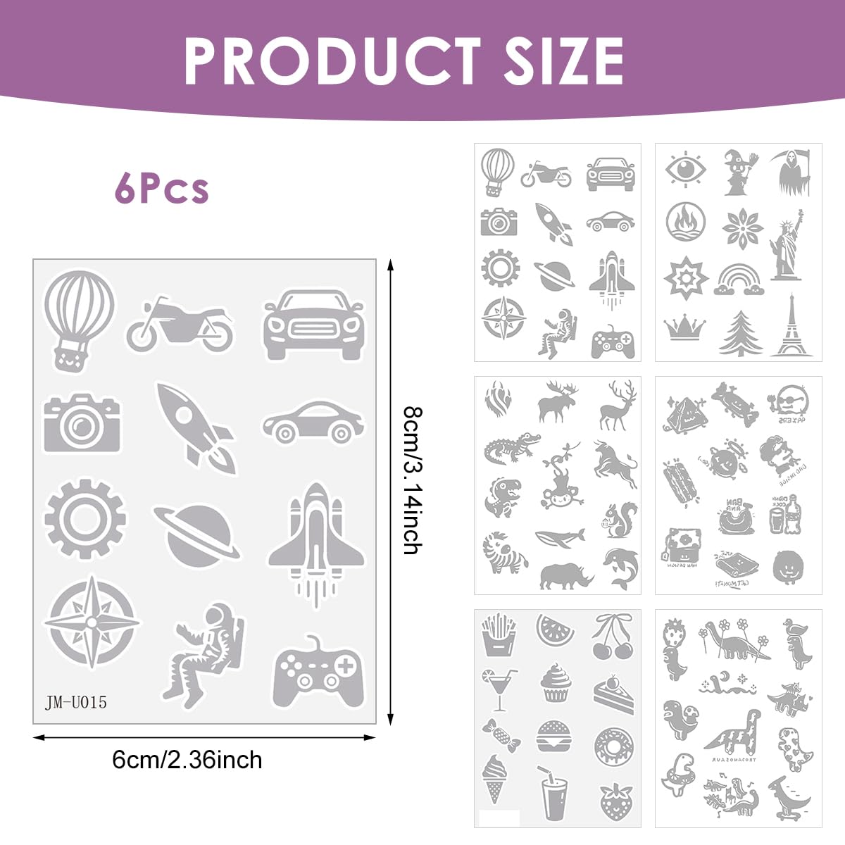 MAYCREATE UV Test Skin Stickers for Sun Safety with Color Changing Sensor | 6 Sheet Waterproof Cartoon Tattoos