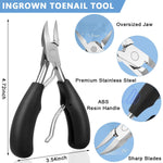 MAYCREATE Toenail Clipper Kit for Ingrown and Thick Nails with Rotatable Clipper | 7pcs Stainless Steel Set for Men and Women