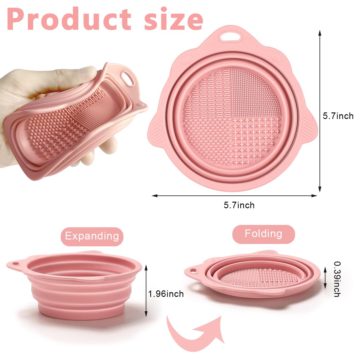 MAYCREATE Mini Makeup Brush Cleaner Bowl Silicone Makeup Brush Cleaning Basin 5.5 Inches Collapsible Cleaner Bowl for Makeup Brushes, Beauty-Blender Sponge Removing Residual Foundation