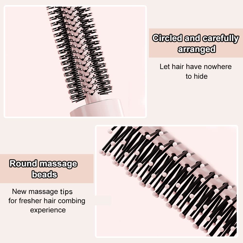 MAYCREATE Mini Hair Brush for Travel with Retractable Design and 155×14mm Pocket Size | Silicone Massage Tips for Women and Girls