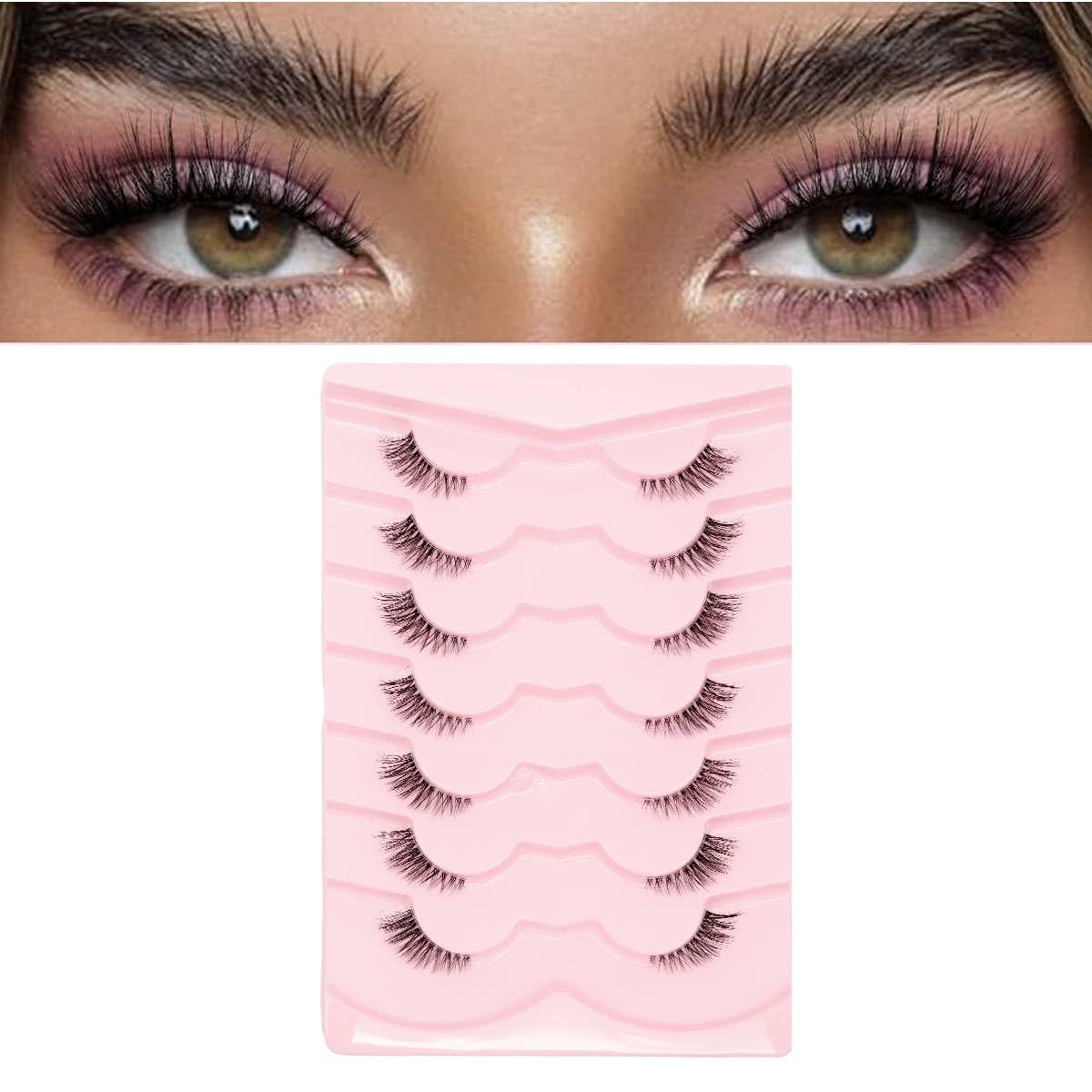 MAYCREATE False Eyelashes for Natural Cat Eye Look featuring 7 Pairs 3D Fluffy Wispy Strips
