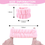 MAYCREATE 3Pcs Face Washing Headband Wristband Combo Kit, Microfiber Absorbent Hairband Wrist Wash Band Towel for Women Girls for Skincare Makeup Yoga Sport (Pink)