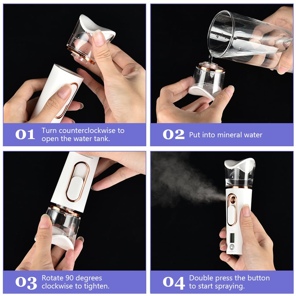 MAYCREATE 1200mAh Face Mist Sprayer Handy Nano Face Mist Spray Machine USB Cool Mister Facial Steamer with Skin Moisture Tester for Face Moisturizing, Hydration Refreshing (Long Endurance)