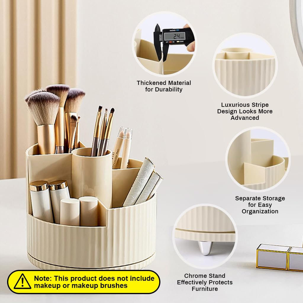 MAYCREATE Makeup Organizer Box for Vanity with 360° Rotating Design and 14.7×14.3 cm Size | ABS Storage for Women