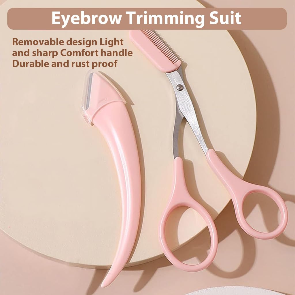 MAYCREATE Eyebrow Trimmer Kit Set of 6Pcs with Removable Mini Comb & Stainless Steel Tools for Men and Women | Featuring Ergonomic Handle Design